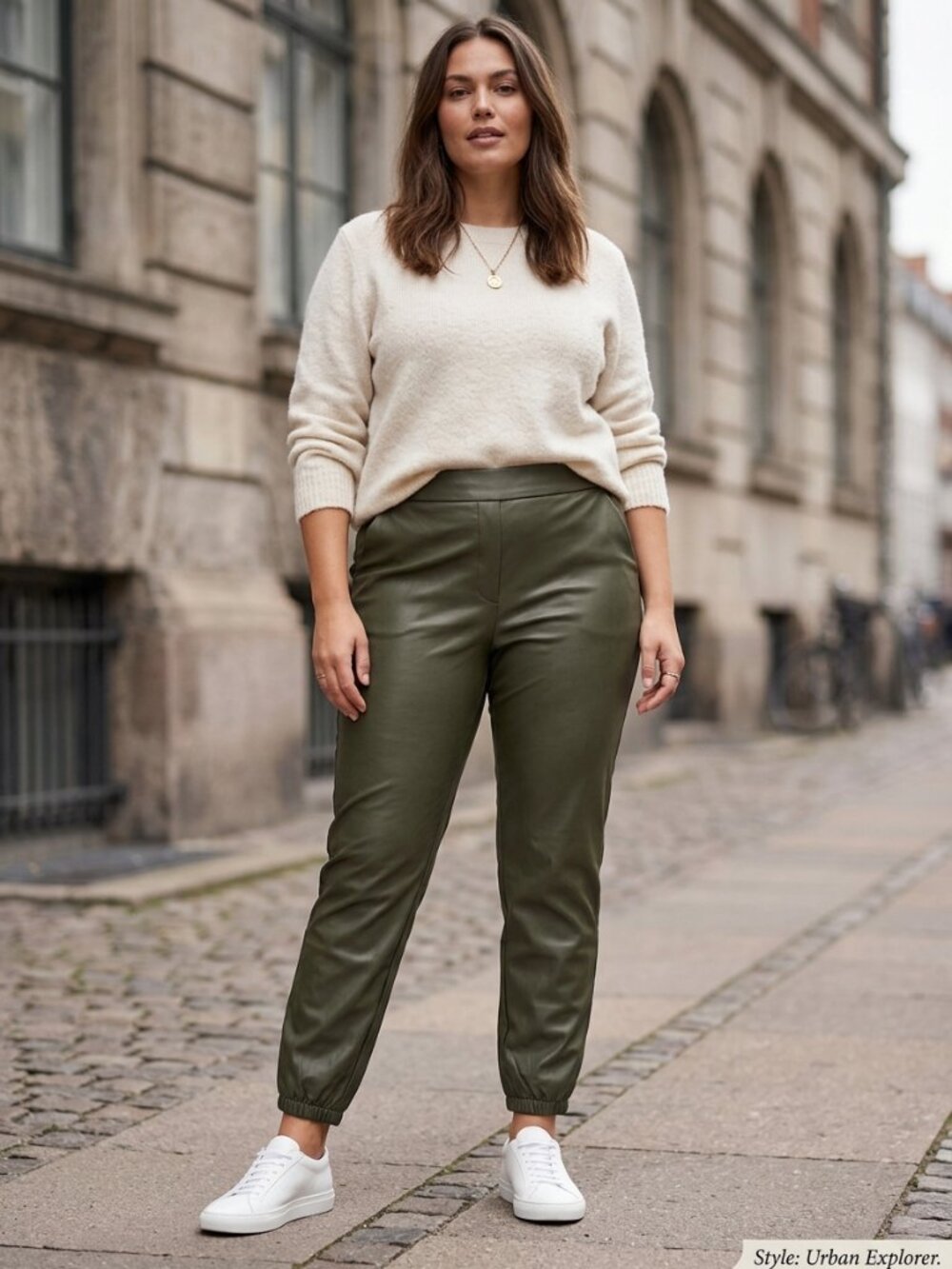 Love Tyler Madison Khaki Faux Leather Jogger Pants Size S Made in Canada